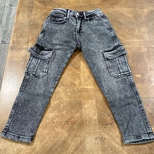Boys Zara Jogger Cargo Tapered Leg Jean in Washed out Black size 7